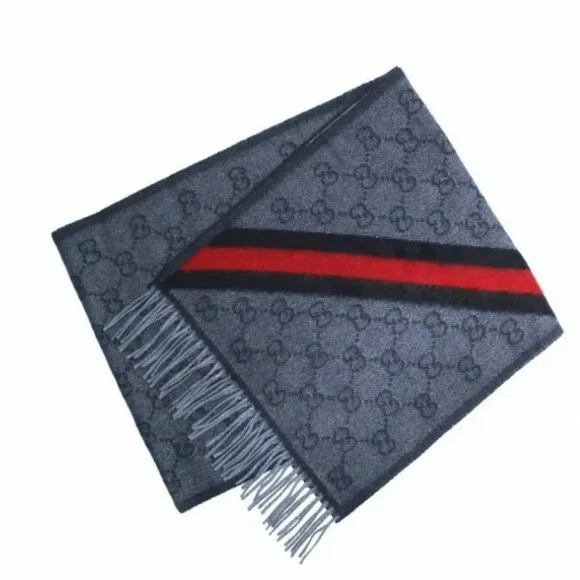 Gucci Unisex Nikky Wool Alpaca Monogram Web Blue Scarf - Picture 3 of 7